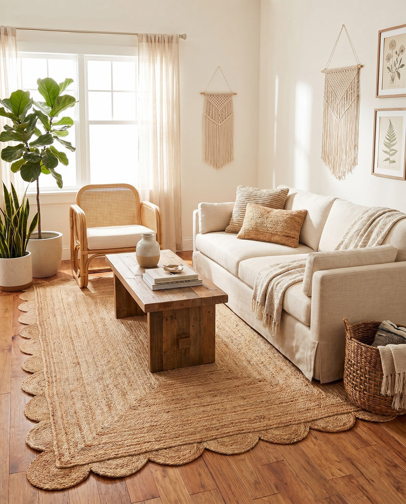 Serenity Braided Jute Collection Area Rug - Seaside Rectangle Natural  lifestyle 36