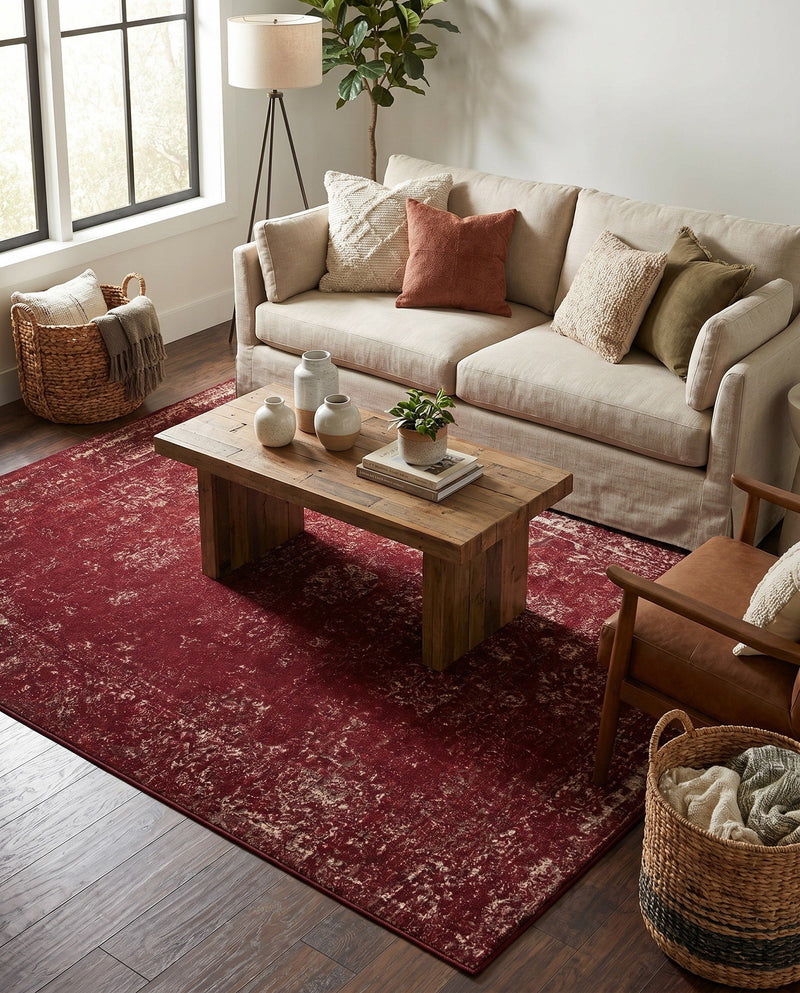 Riviera Elegance Collection Area Rug - Antibes (Burgundy) Rectangle Burgundy  lifestyle 34