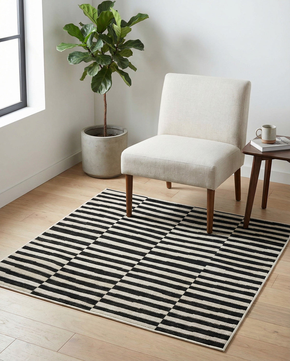 Soho Elegance Collection Area Rug -  Hudson (Black) Square Black  lifestyle 83