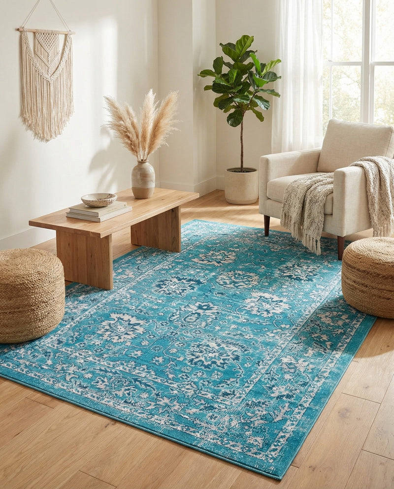 Geneva Terrace Collection Area Rug -  Lausanne Rectangle Blue  lifestyle 12
