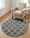 Trellis Mosaic Collection Area Rug -  Pergolatown (Dark Gray) Round Dark Gray  lifestyle 38