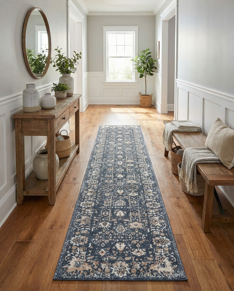 Cascade Range Collection Area Rug -  Shasta (Blue) Runner Blue  lifestyle 71