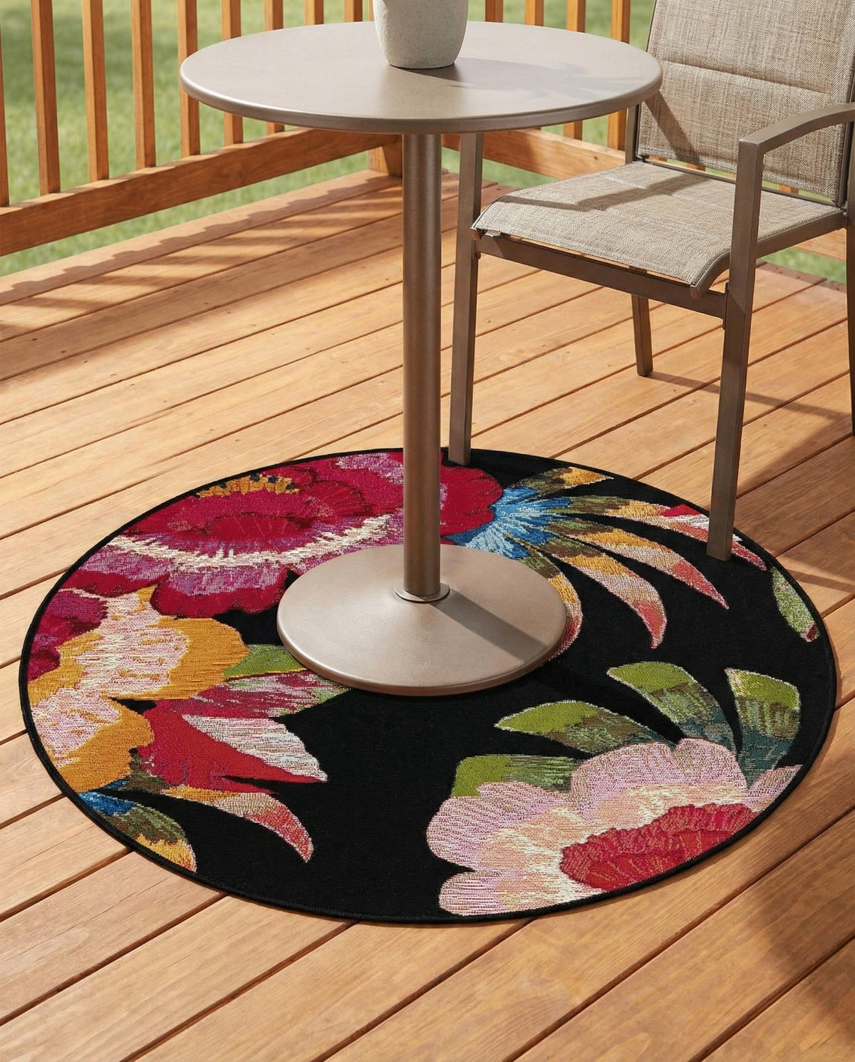 Seaside Blooms Collection Area Rug -  Versailles Round Multi  lifestyle 123
