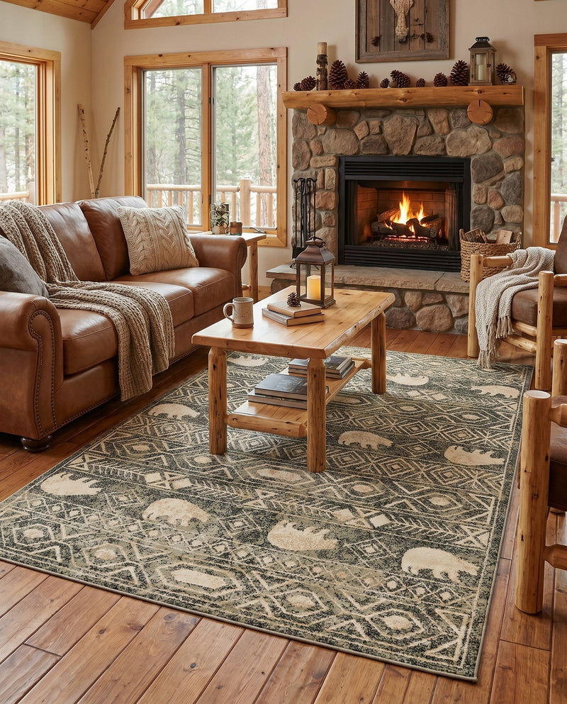 Frontier Trails Collection Area Rug -  Sedona Rectangle Green  lifestyle 38
