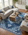 Baroque Era Collection Area Rug - Versailles (Navy Blue) Rectangle Navy Blue  lifestyle 6