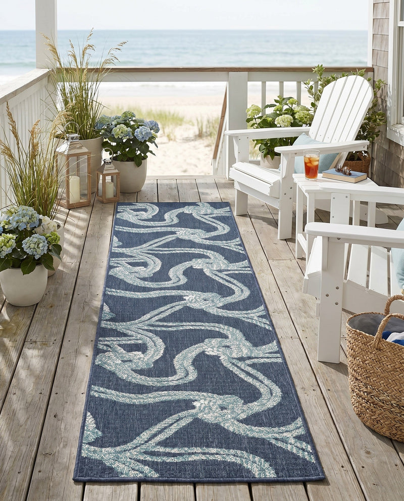 Seaside Haven Rugs Collection Area Rug -  Boardwalk Runner Navy Blue  lifestyle 45
