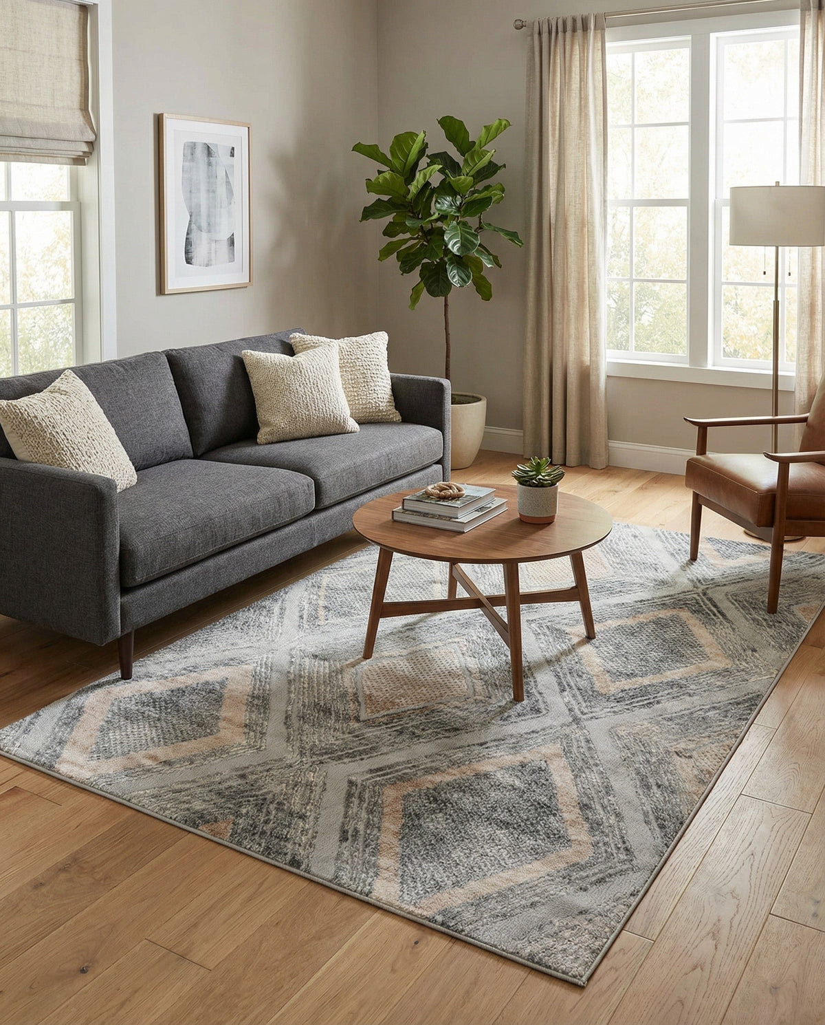 Aegean Elegance Collection Area Rug -  Rhodes Rectangle Gray Cream  lifestyle 11