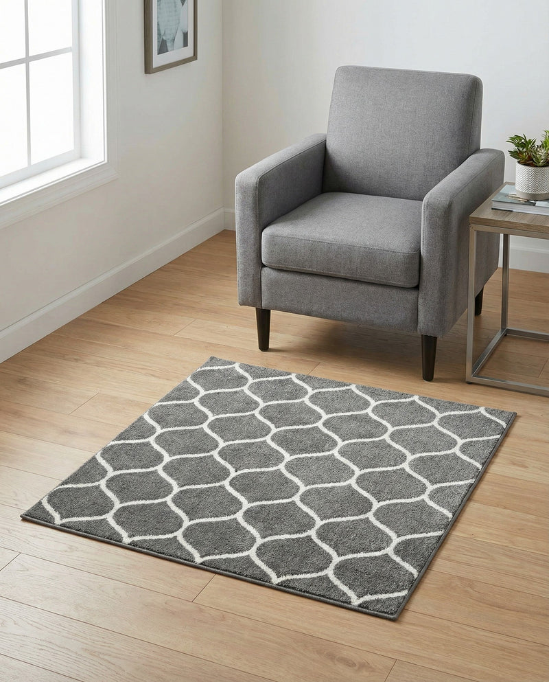 Trellis Mosaic Collection Area Rug -  Pergolatown (Dark Gray) Square Dark Gray  lifestyle 39