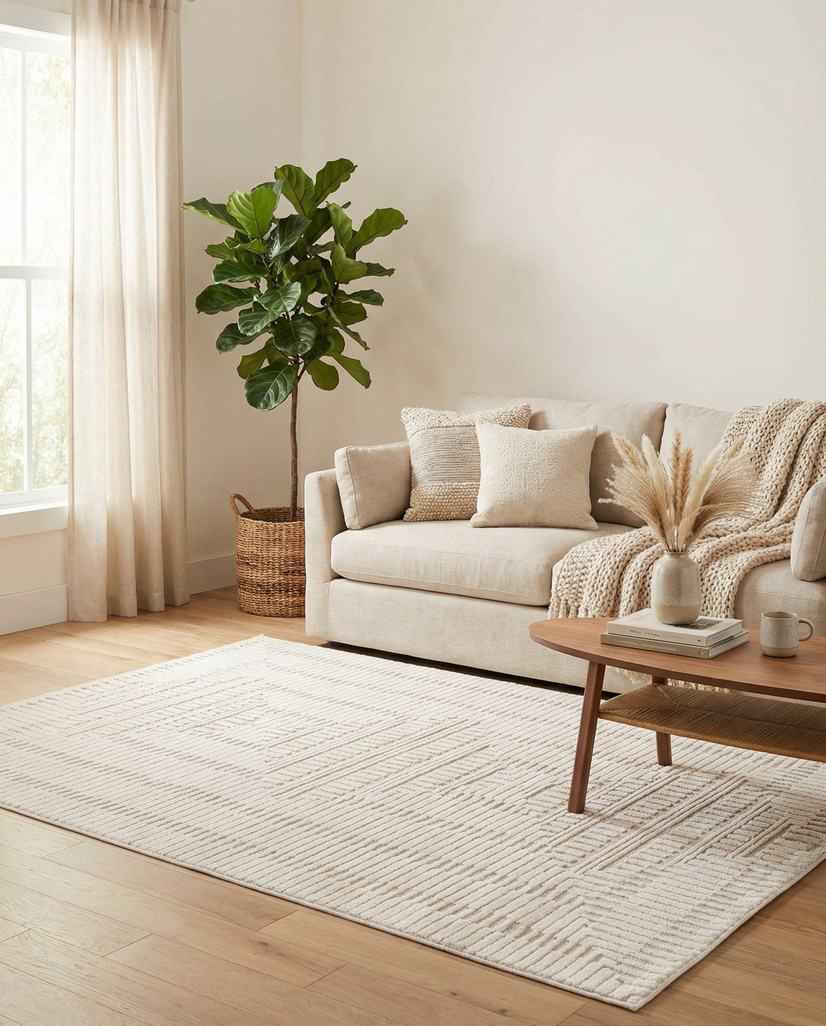 Haven Tapestry Collection Area Rug -  TranquilGlade Rectangle Ivory White  lifestyle 10