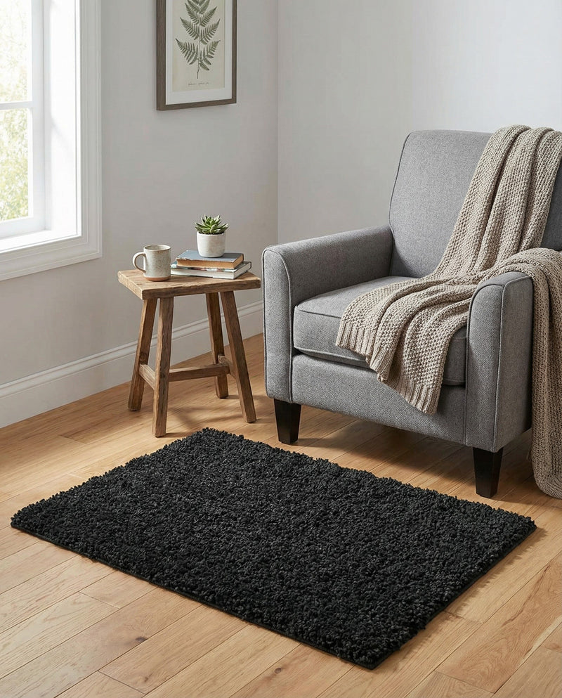Solid Shag Seaside Collection Area Rug - Azure Cove (Charcoal) Rectangle Charcoal  lifestyle 10