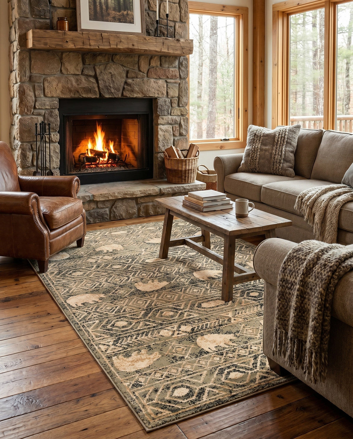 Frontier Trails Collection Area Rug -  Sedona Rectangle Green  lifestyle 32
