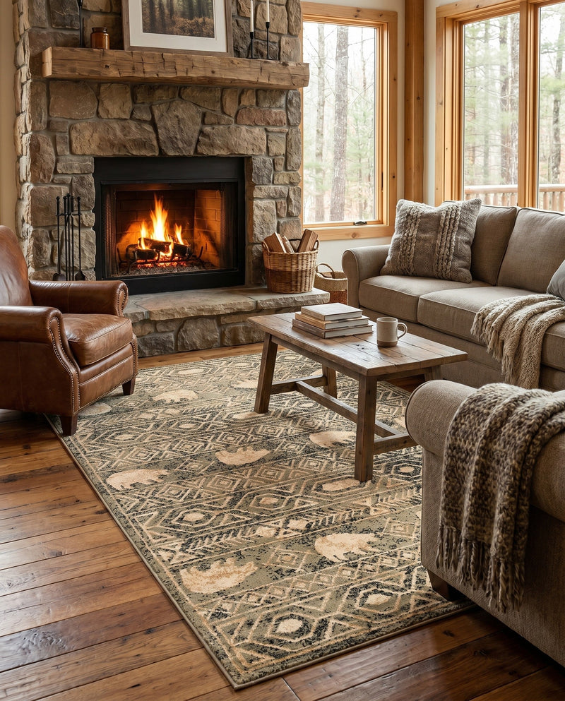 Frontier Trails Collection Area Rug -  Sedona Rectangle Green  lifestyle 32