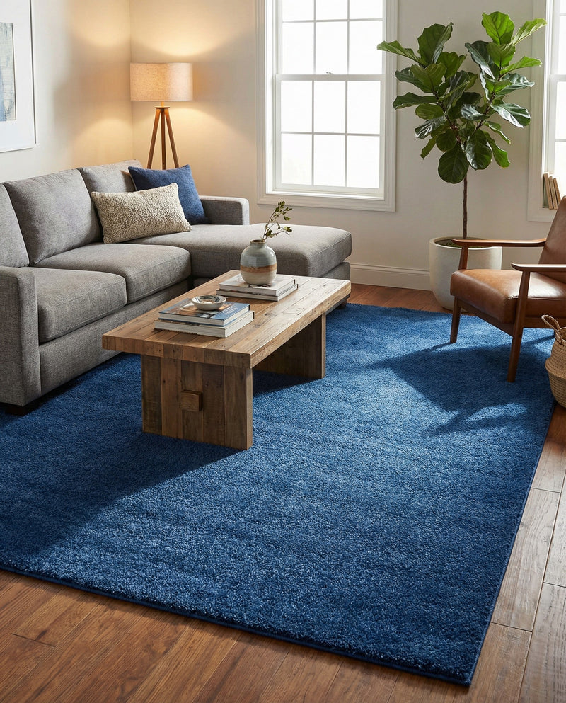 Solid Shag Seaside Collection Area Rug - Azure Cove (Navy Blue) Rectangle Navy Blue  lifestyle 19