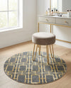 Hollywood Luxe Collection Area Rug -  Beverly (Gray Gold) Round Gray Gold  lifestyle 47