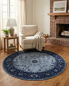 Horizon Collection Area Rug -  Apex (Blue) Round Blue  lifestyle 63
