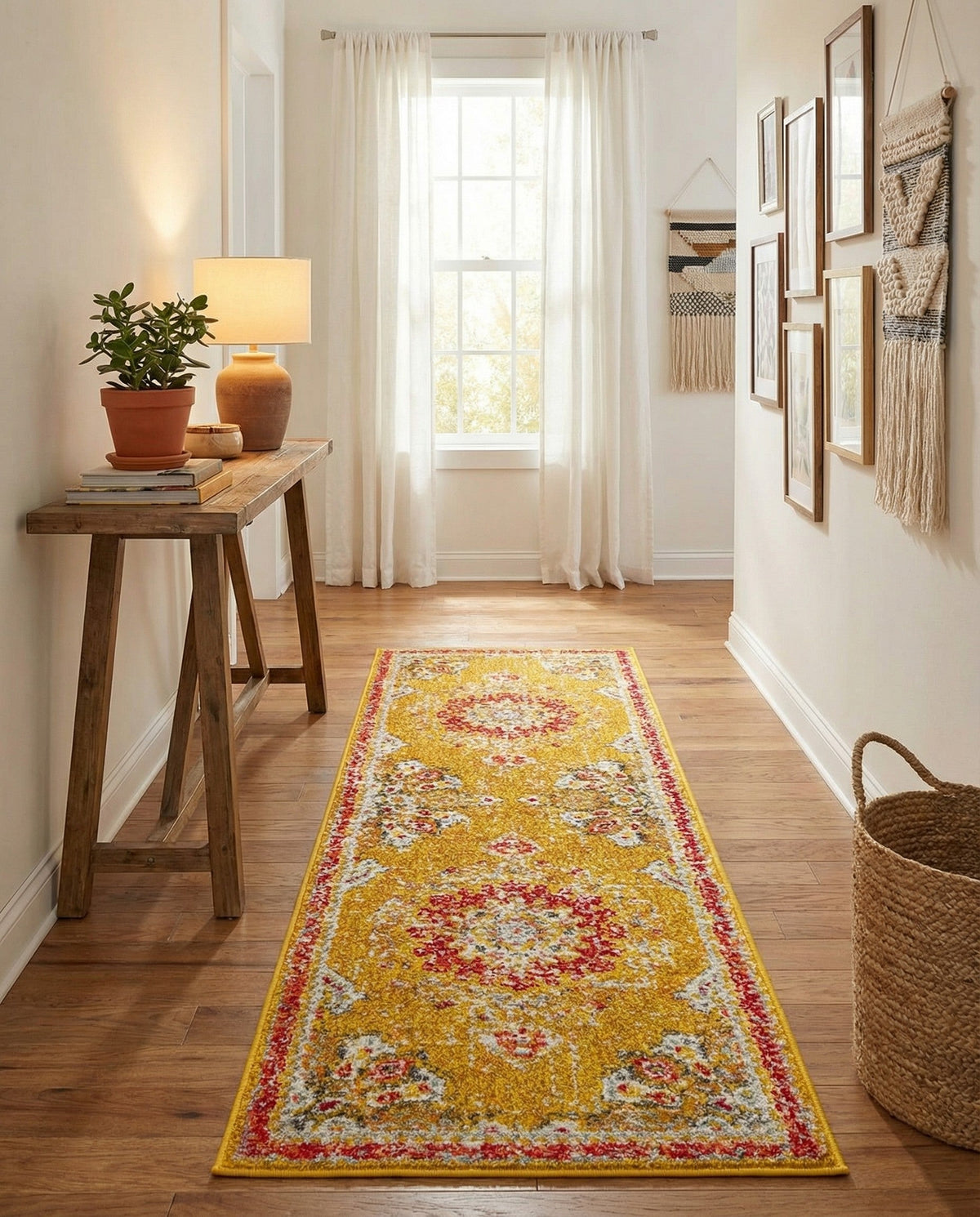 Brighton Terrace Collection Area Rug - Hove (Gold) Runner Gold  lifestyle 86