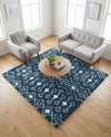 Berber Lattice Shag Collection Area Rug - Atlas (Navy Blue) Square Navy Blue  lifestyle 46