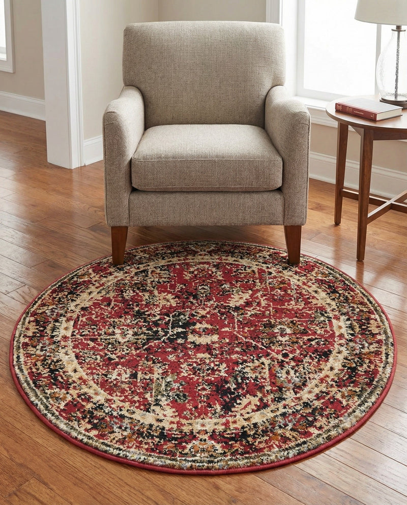 Neptune Elegance Collection Area Rug -  Galatea (Burgundy) Round Burgundy  lifestyle 79