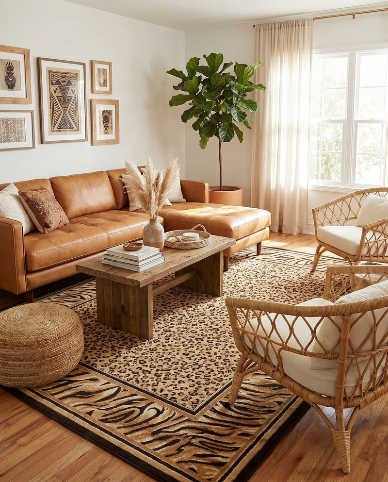 Savannah Sojourn Collection Area Rug -  Chobe Rectangle Light Brown  lifestyle 8