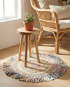 Osian Looms Collection Area Rug - Kathmandu Round Multi White  lifestyle 56
