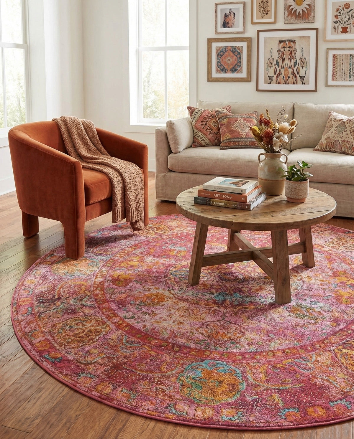 Caribbean Breeze Collection Area Rug -  Xcalak Round Red  lifestyle 130