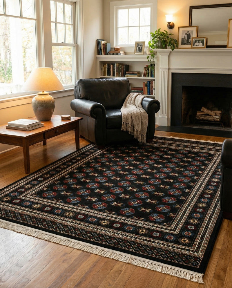 Samarkand Elegance Collection Area Rug -  Margilan (Dark Green) Rectangle Dark Green  lifestyle 30