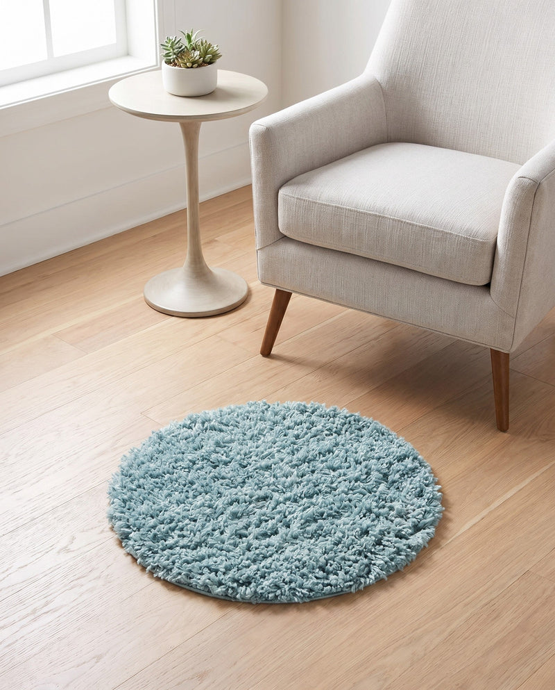 Alpine Plush Collection Area Rug -  Cortina (Aqua) Round Aqua  lifestyle 60