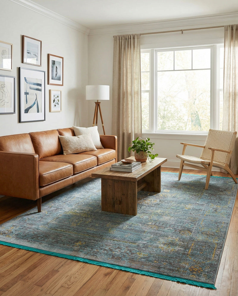Caribbean Breeze Collection Area Rug -  Martinique Rectangle Turquoise  lifestyle 29