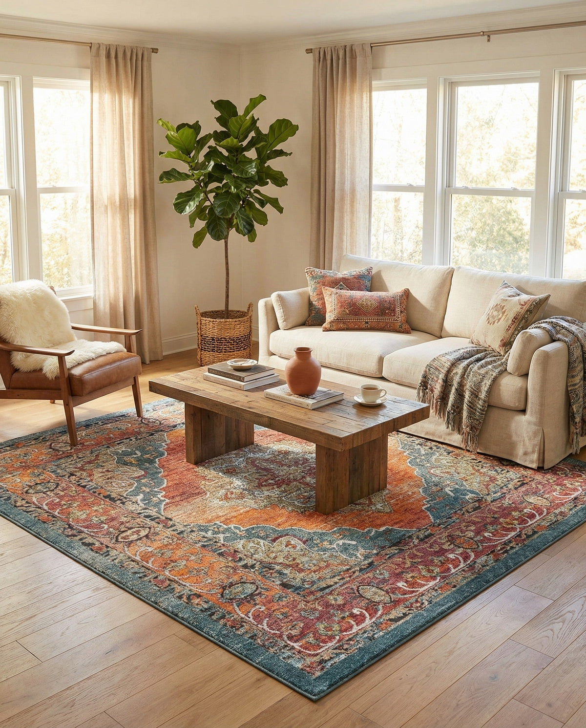 Savannah Soiree Collection Area Rug - Serengeti (Rust Red) Square Rust Red  lifestyle 86