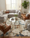 Jewel Oasis Collection Area Rug -  Opaline Square White Navy  lifestyle 49