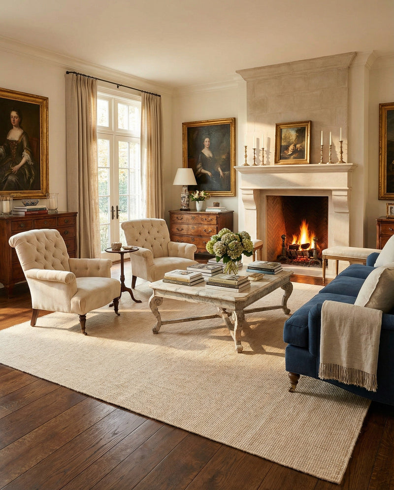 Berkshire Estate Collection Area Rug - Windsor (Oat Beige) Rectangle Oat Beige  lifestyle 16