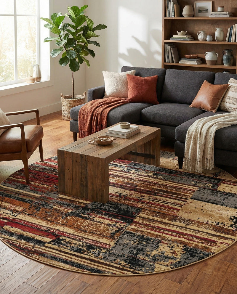 Neptune Elegance Collection Area Rug - Triton Round Multi  lifestyle 24