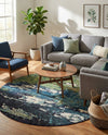 Marrakesh Elegance Collection Area Rug -  Figuig Round Navy Blue  lifestyle 41