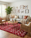 Berber Lattice Shag Collection Area Rug - Atlas (Burgundy Red) Rectangle Burgundy Red  lifestyle 7