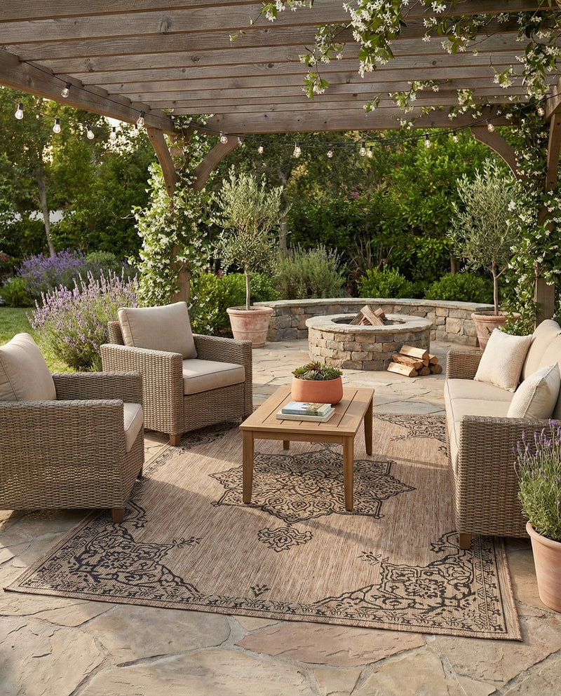 Patio Heritage Collection Area Rug -  Charleston (Beige) Rectangle Beige  lifestyle 16