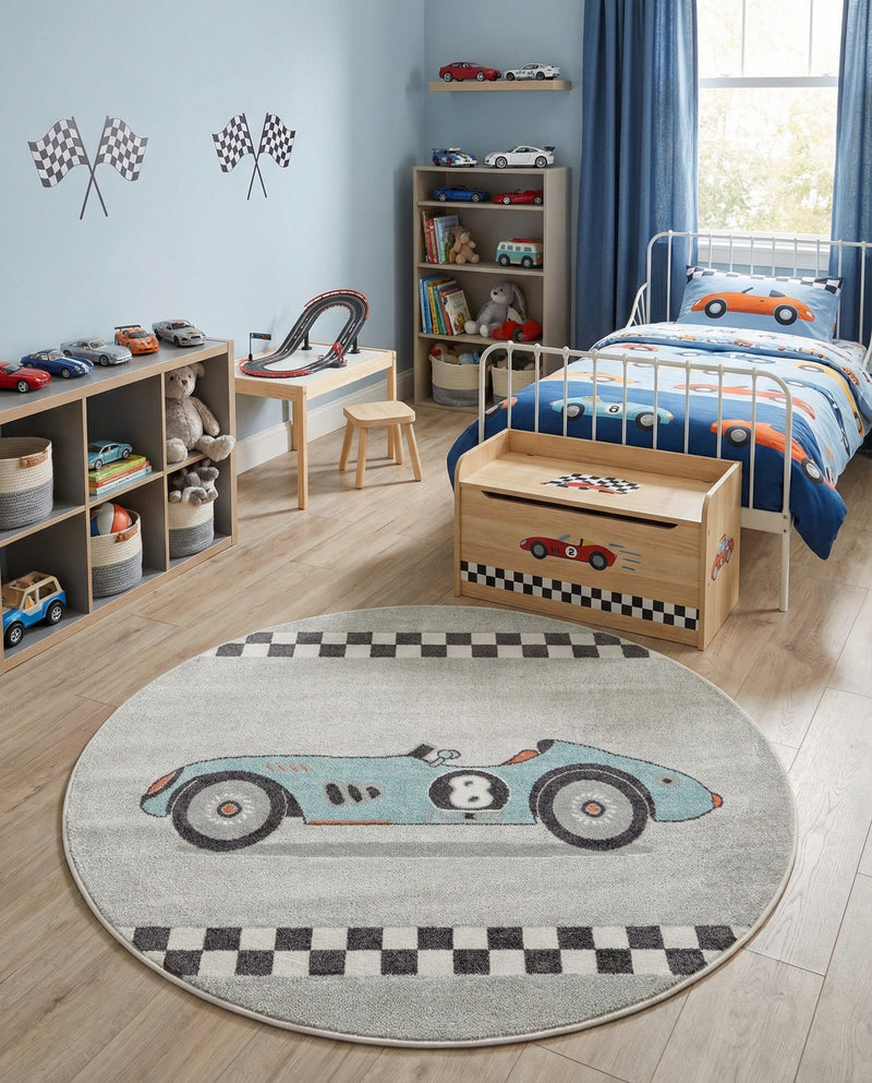 Wonder Tykes Collection Area Rug -  Confetti Round Gray  lifestyle 33