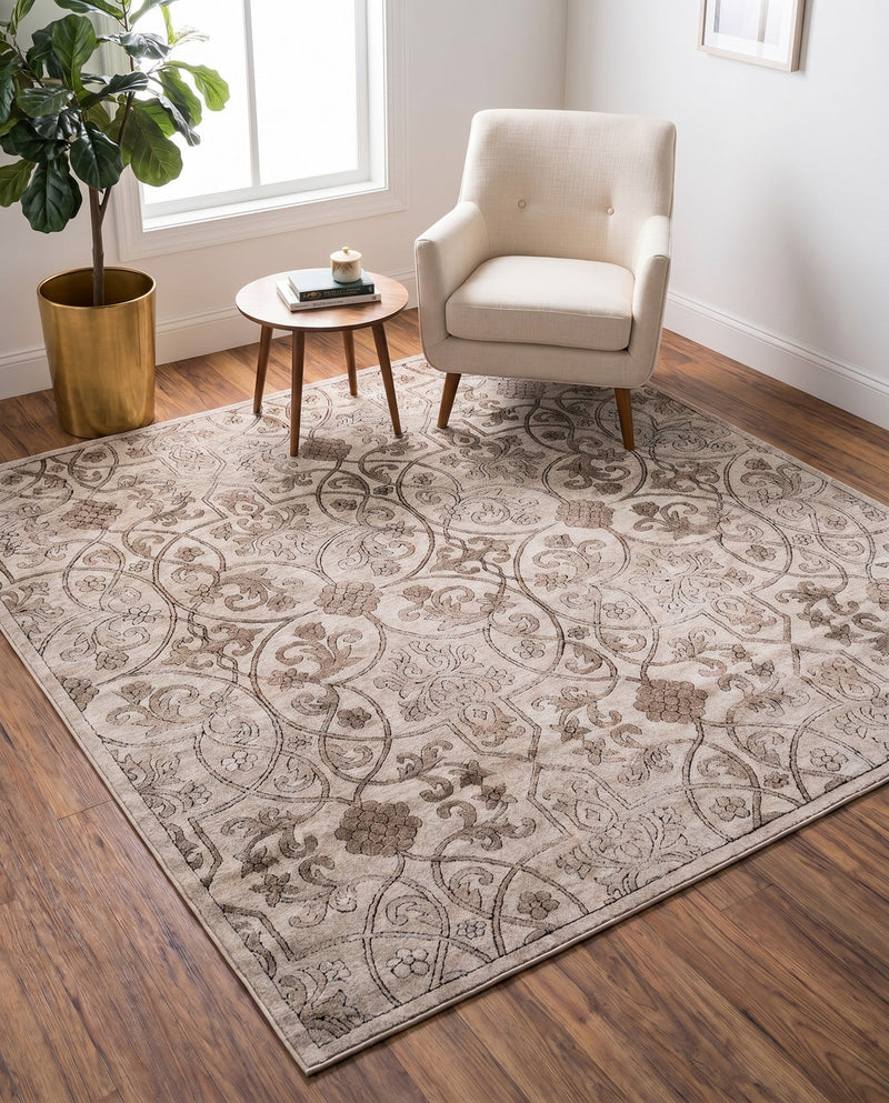 Andes Summit Collection Area Rug -  Merida Square Dark Beige  lifestyle 52