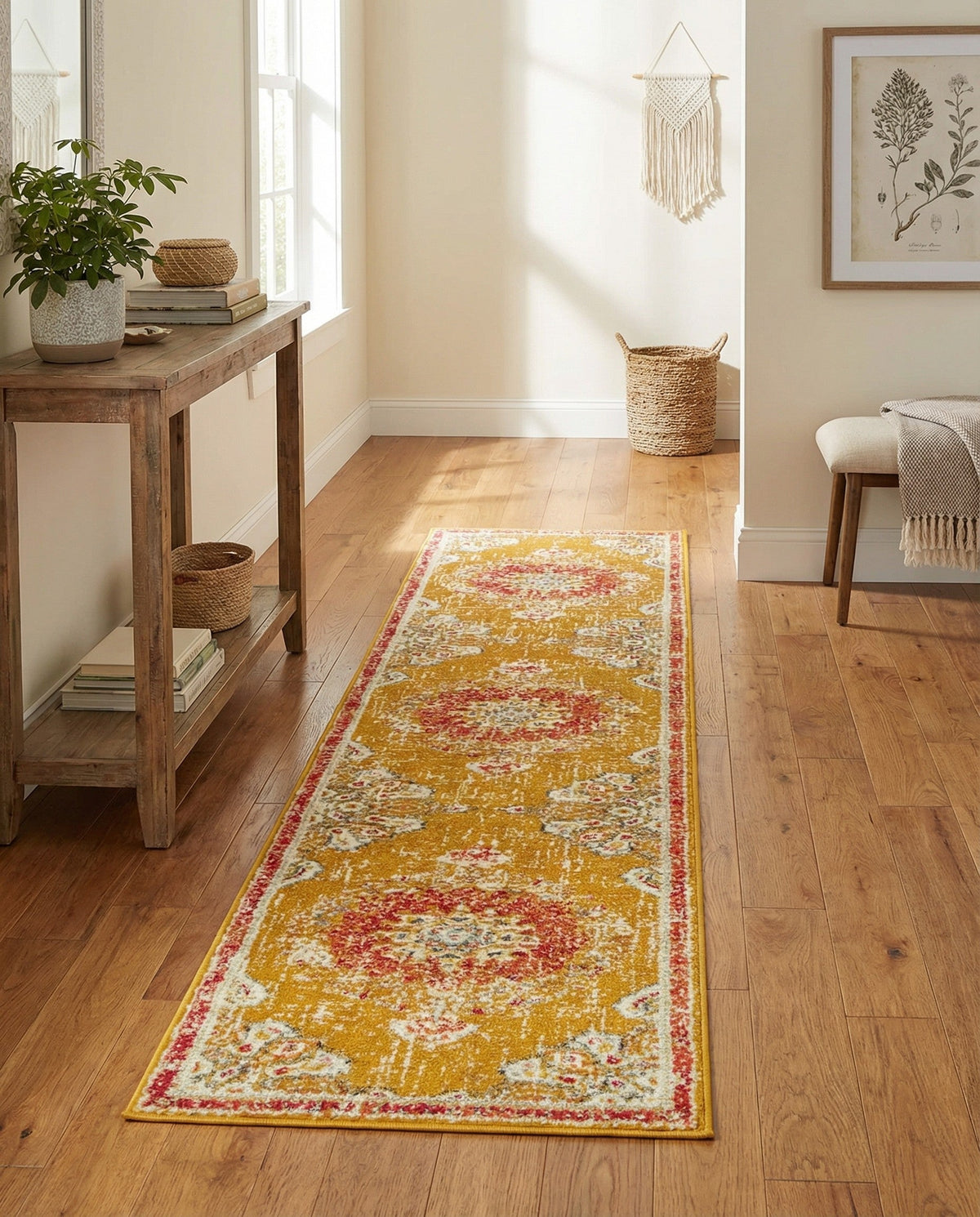 Brighton Terrace Collection Area Rug - Hove (Gold) Runner Gold  lifestyle 122