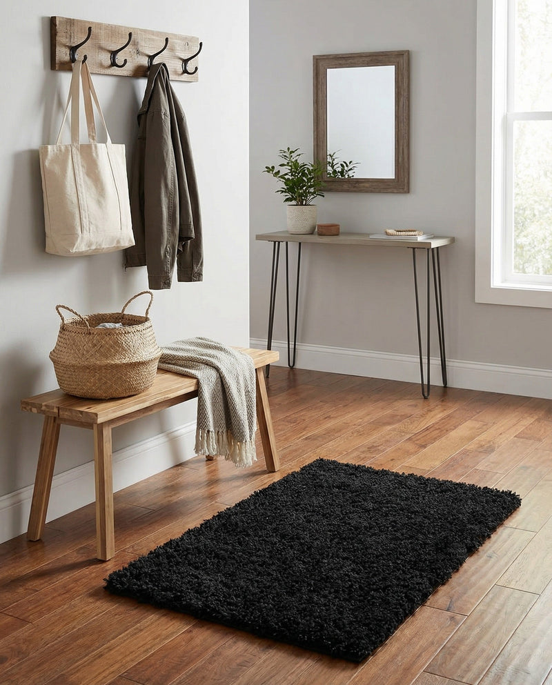 Plush Oasis Collection Area Rug - Serenity (Jet Black) Rectangle Jet Black  lifestyle 12