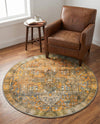 Heritage Elegance Collection Area Rug -  Windsor (Yellow) Round Yellow  lifestyle 42
