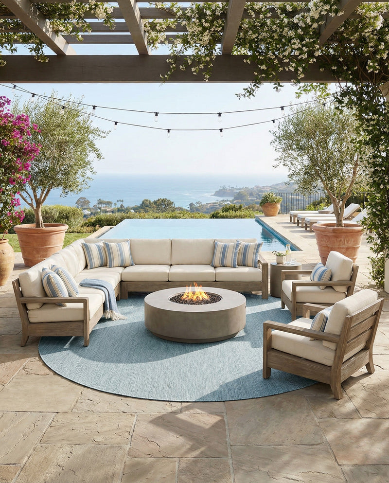 Seaside Serenity Collection Area Rug - Veranda (Aquamarine) Round Aquamarine  lifestyle 21
