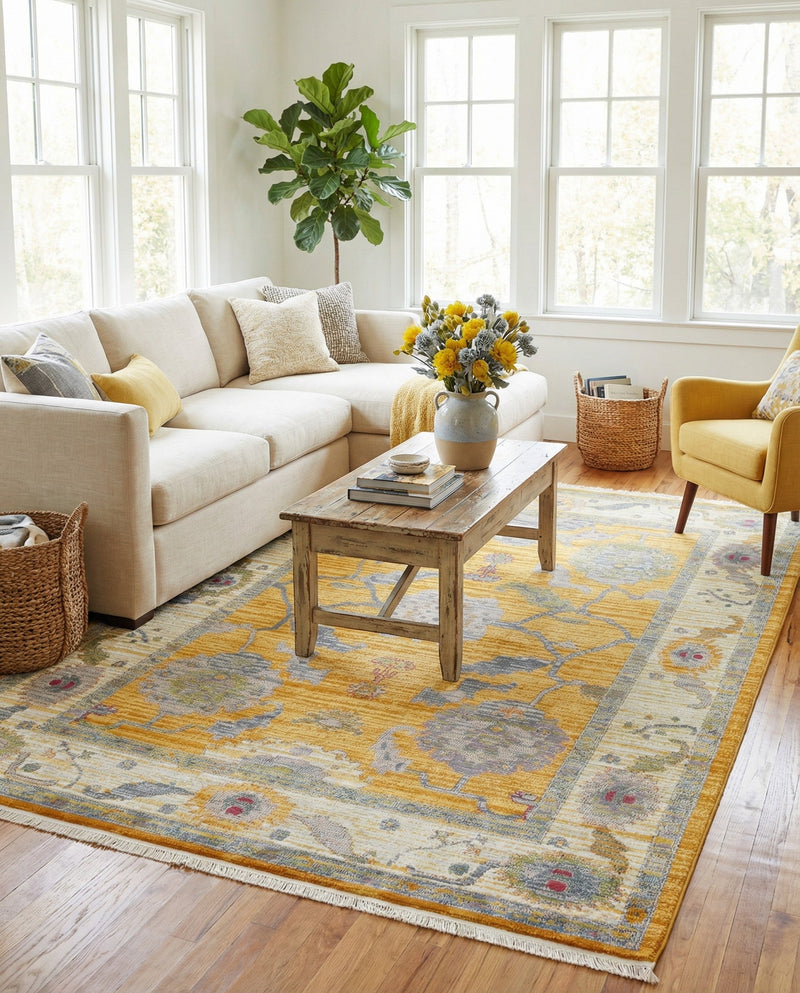 Arcadia Rugs Collection Area Rug - Eden (Yellow) Rectangle Yellow  lifestyle 26
