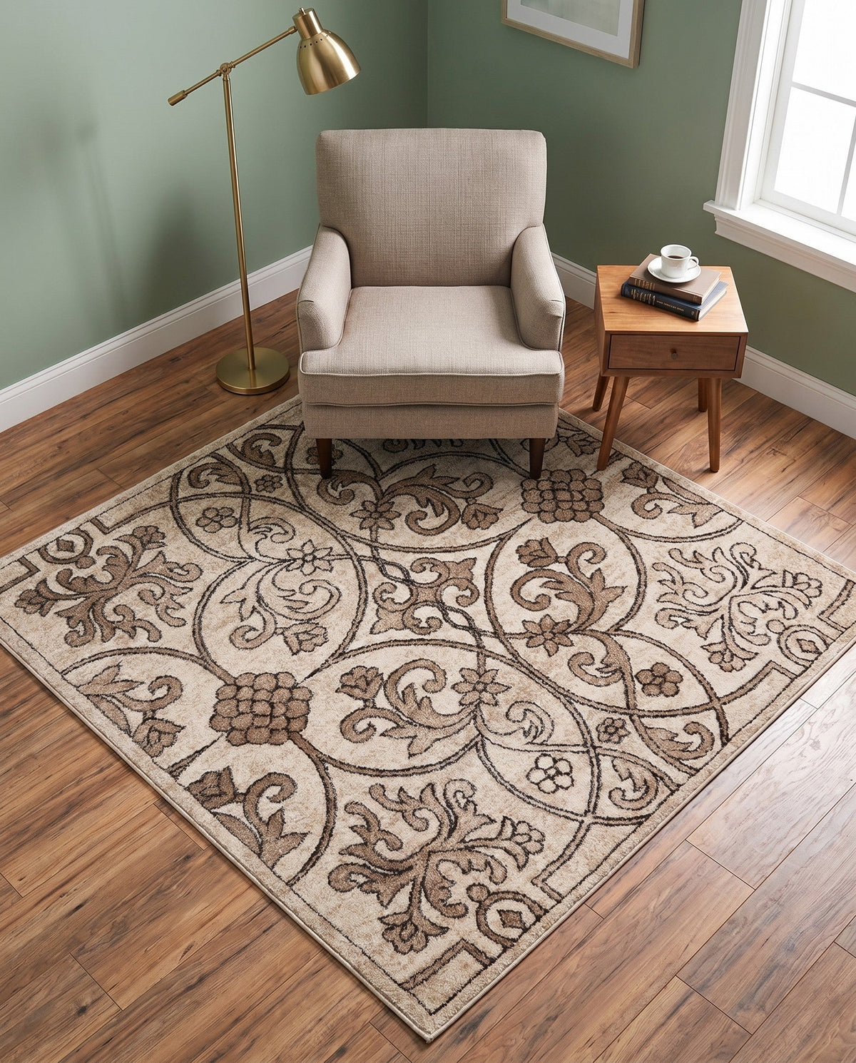 Andes Summit Collection Area Rug -  Merida Square Dark Beige  lifestyle 102