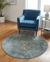 Caribbean Breeze Collection Area Rug -  Martinique Round Turquoise  lifestyle 67