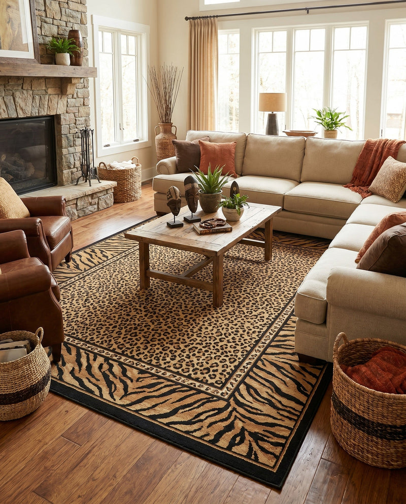 Savannah Sojourn Collection Area Rug -  Chobe Rectangle Light Brown  lifestyle 14