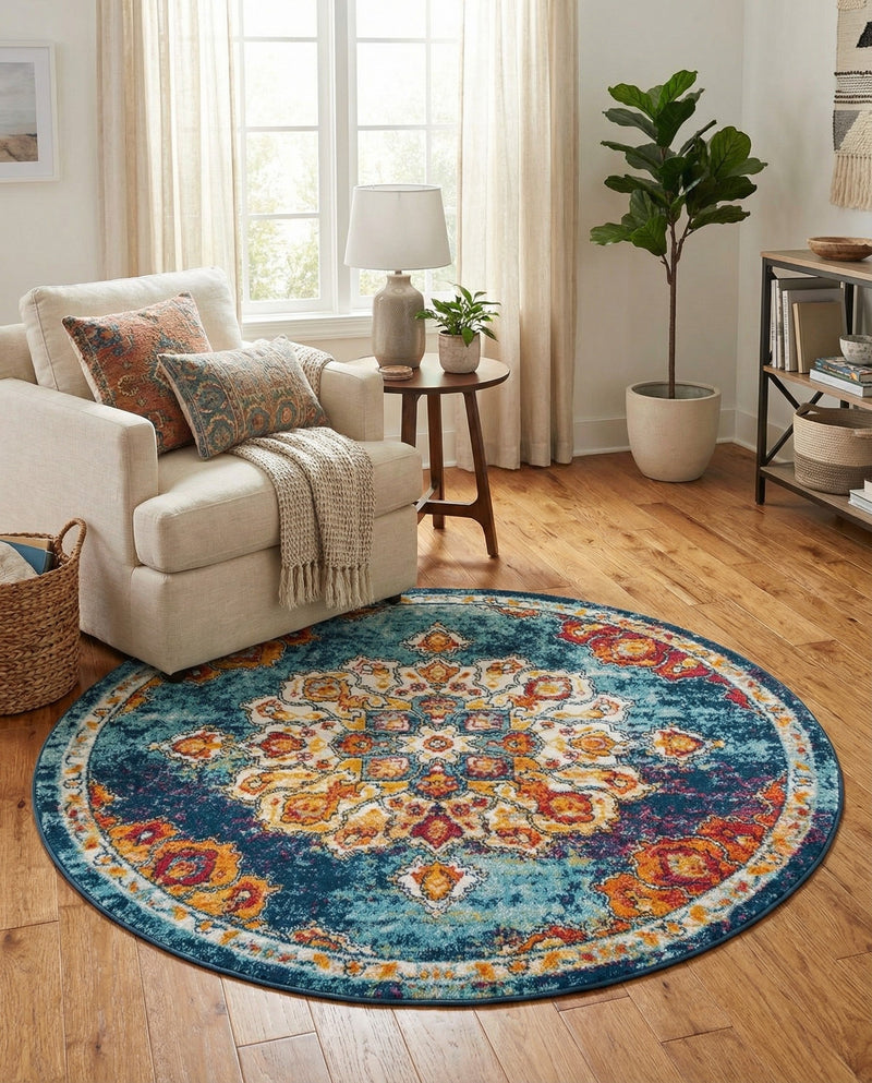 Beverly Grove Collection Area Rug - Melrose (Multi) Round Multi  lifestyle 53