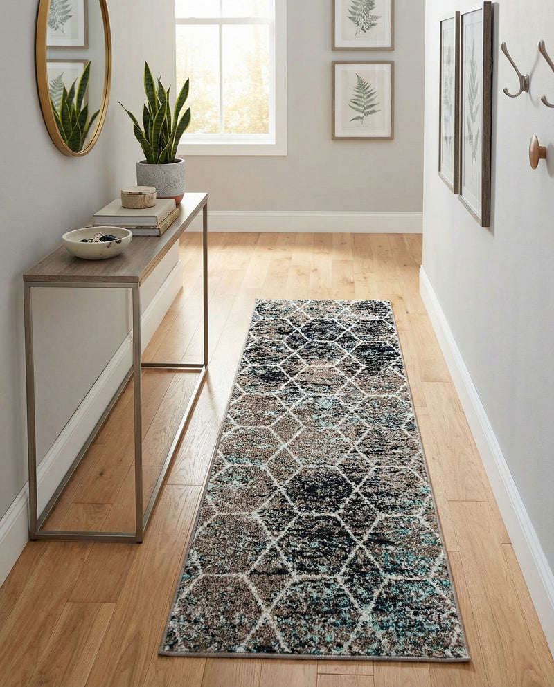 Trellis Mosaic Collection Area Rug - Arborville (Blue Multi) Runner Blue Multi  lifestyle 83