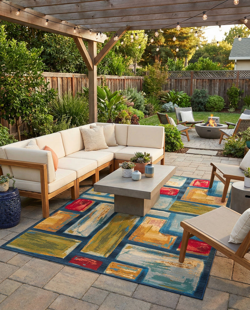 Urban Terrace Collection Area Rug -  Portico Rectangle Multi  lifestyle 5
