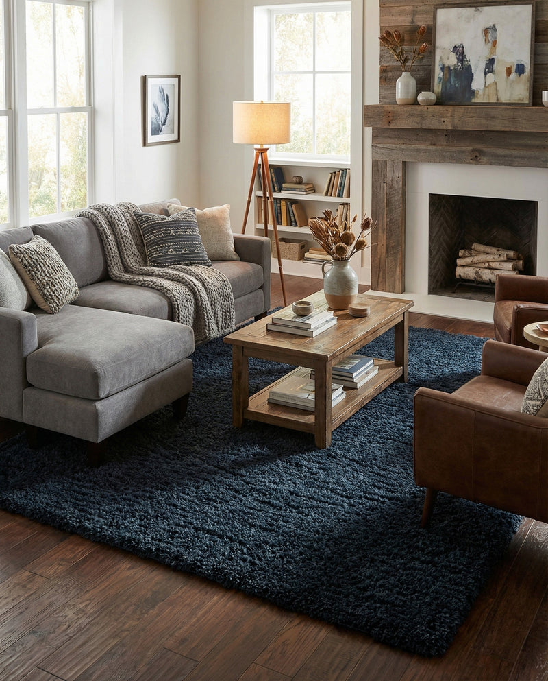 Eternal Plush Oasis Collection Area Rug -  Tranquility (Cobalt) Rectangle Cobalt  lifestyle 12