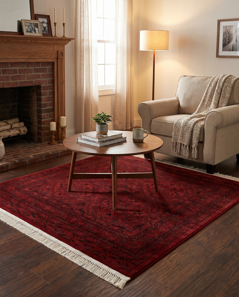 Samarkand Elegance Collection Area Rug -  Samanid Square Red  lifestyle 77